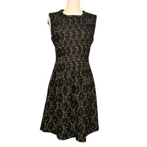 Hazel Anthropologie Black Lace Sleeveless Pleated A Line Zip Up Dress Large